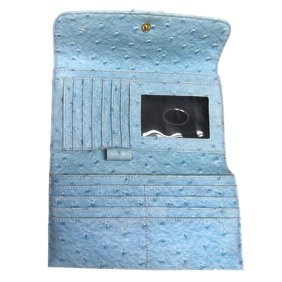 Vintage Y2K Guess Trifold Wallet Leather Canvas Blue Beige Zebra Stripe Retro - Picture 4 of 7